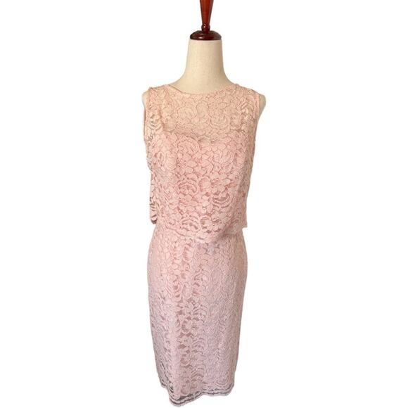 NWT David's Bridal Short Popover Lace Petal Pink Bridesmaid Dress Sz 4 - Picture 2 of 16